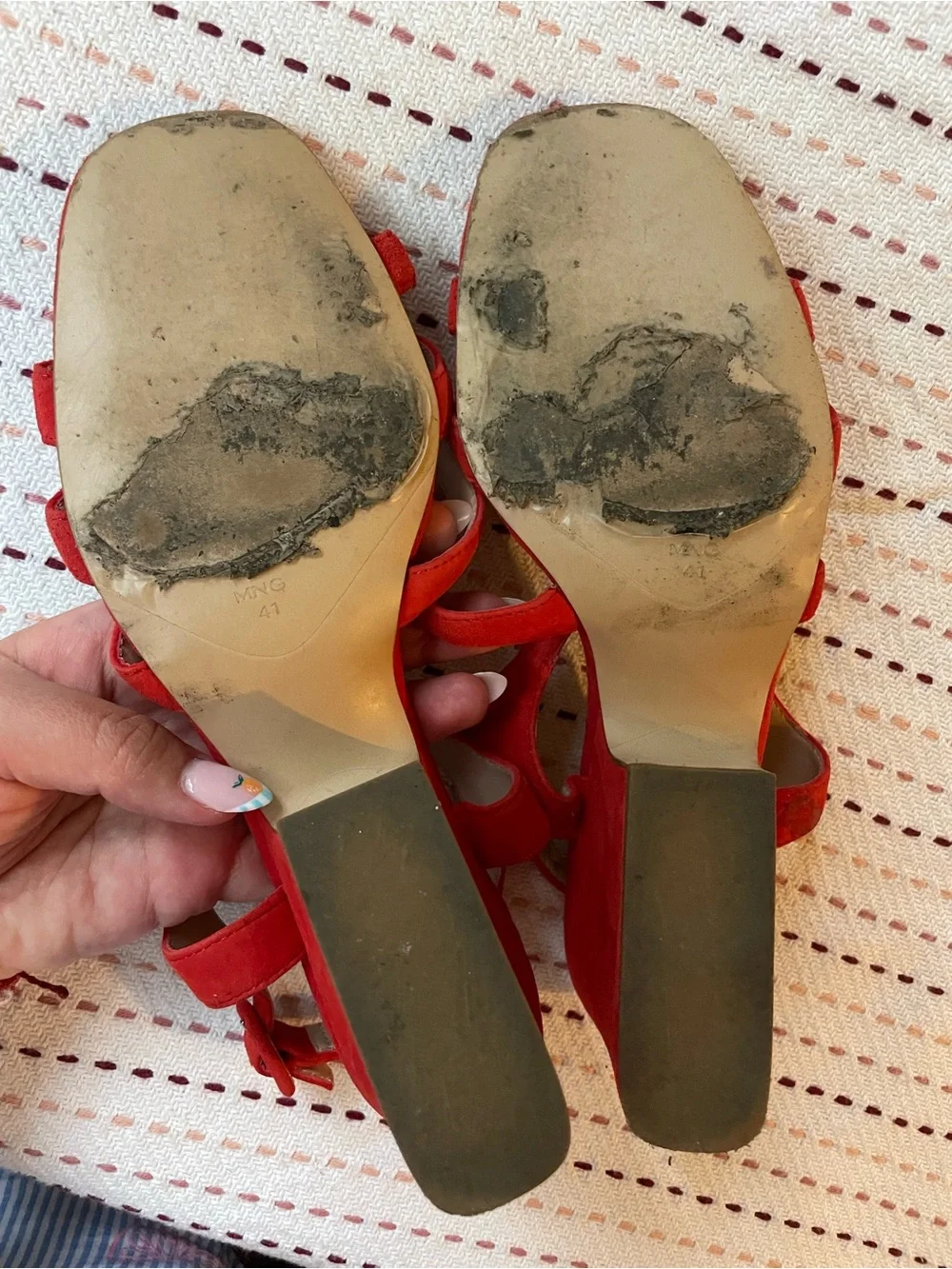 Mango Red Suede Platform Sandals